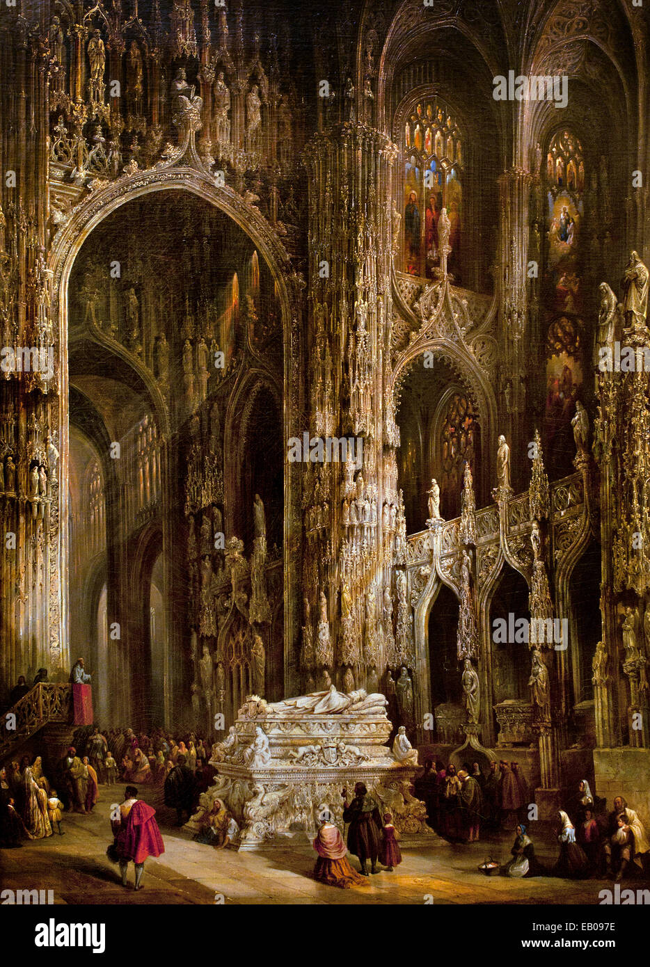 View of a cathedral`s interior by Jenaro ( Genaro ) Pérez Villaamil (1807–1854 Spain Spanish Stock Photo